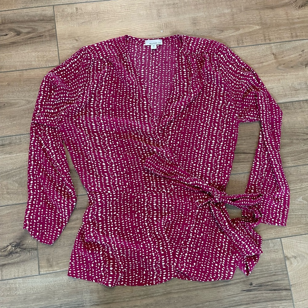 Allison Joy top - pink and white dot